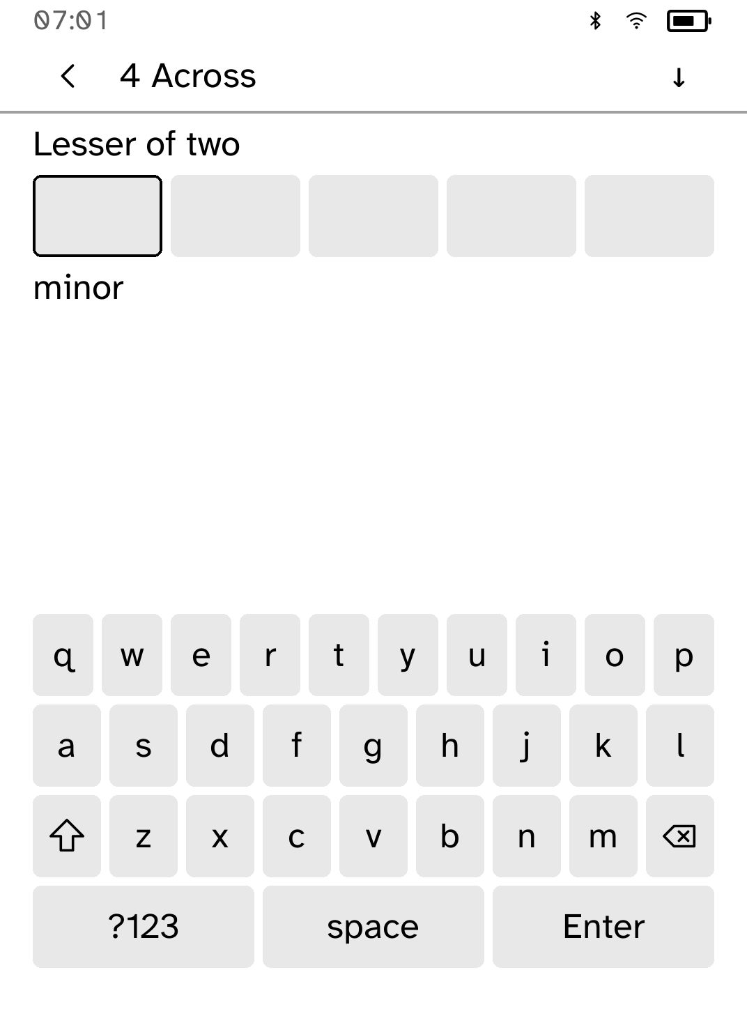 Crossword: Clue entry