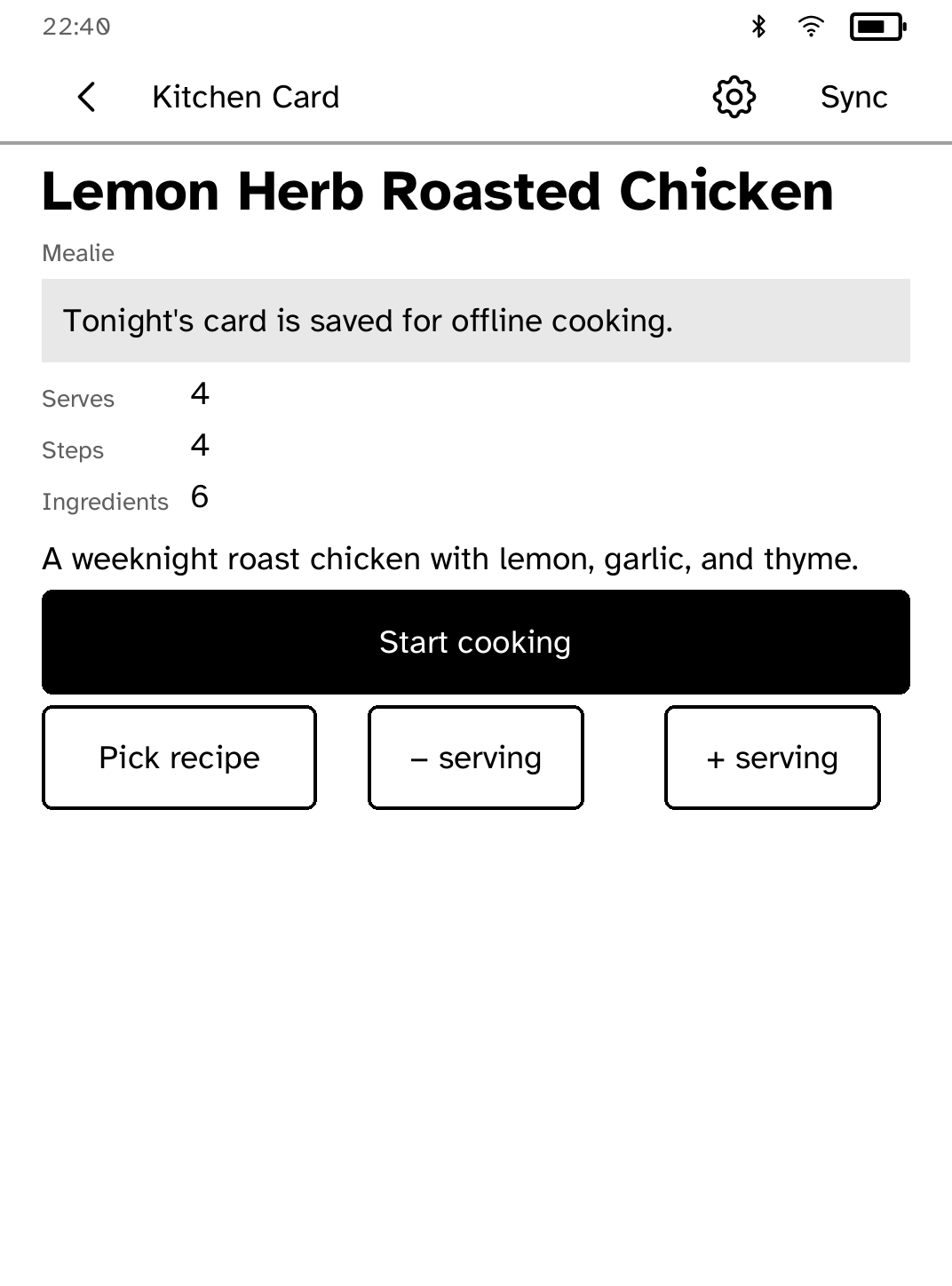 Kitchen Card: Tonight
