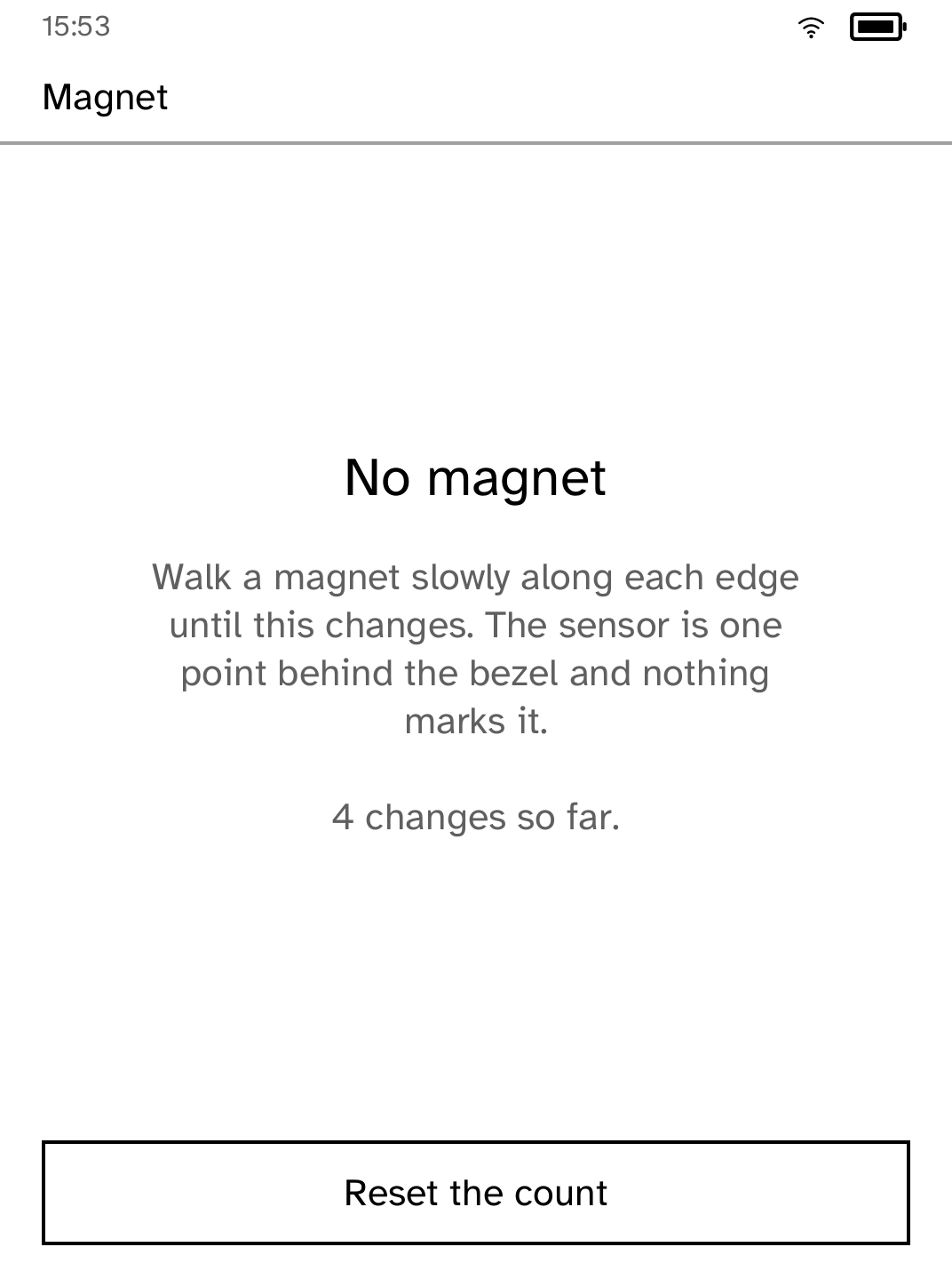 The Kobo hall sensor responding to a magnet