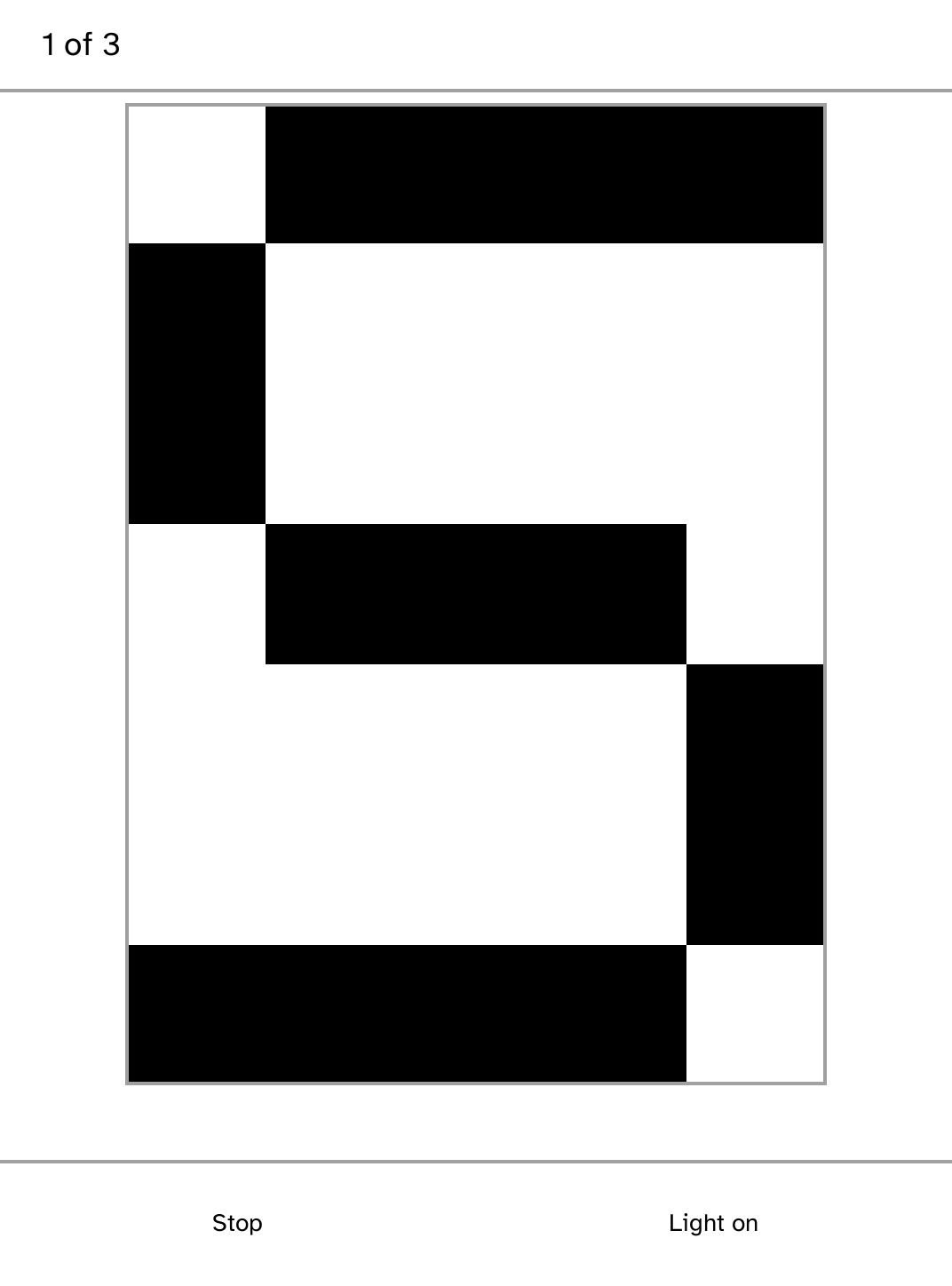 The letter S filling the Kobo panel while the front light sends it in Morse