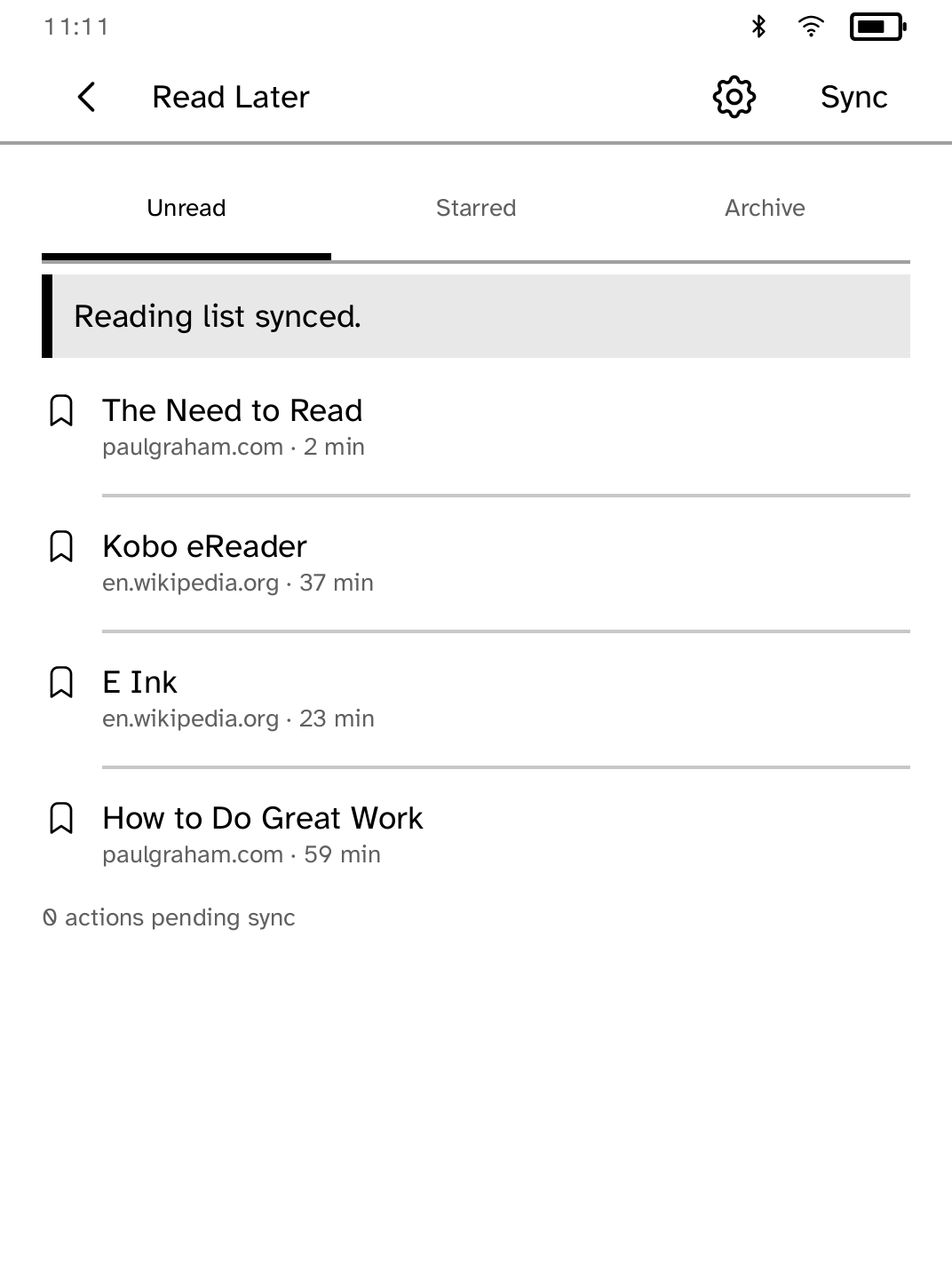 Read Later: The unread list after a sync