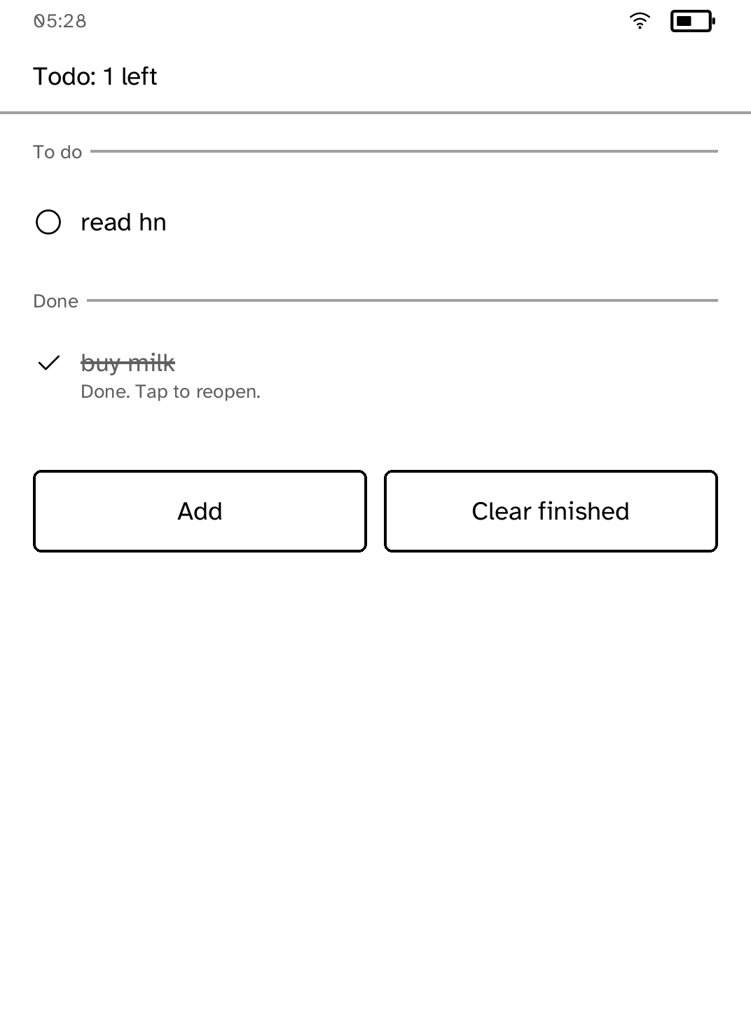 A persistent to-do list with completed items