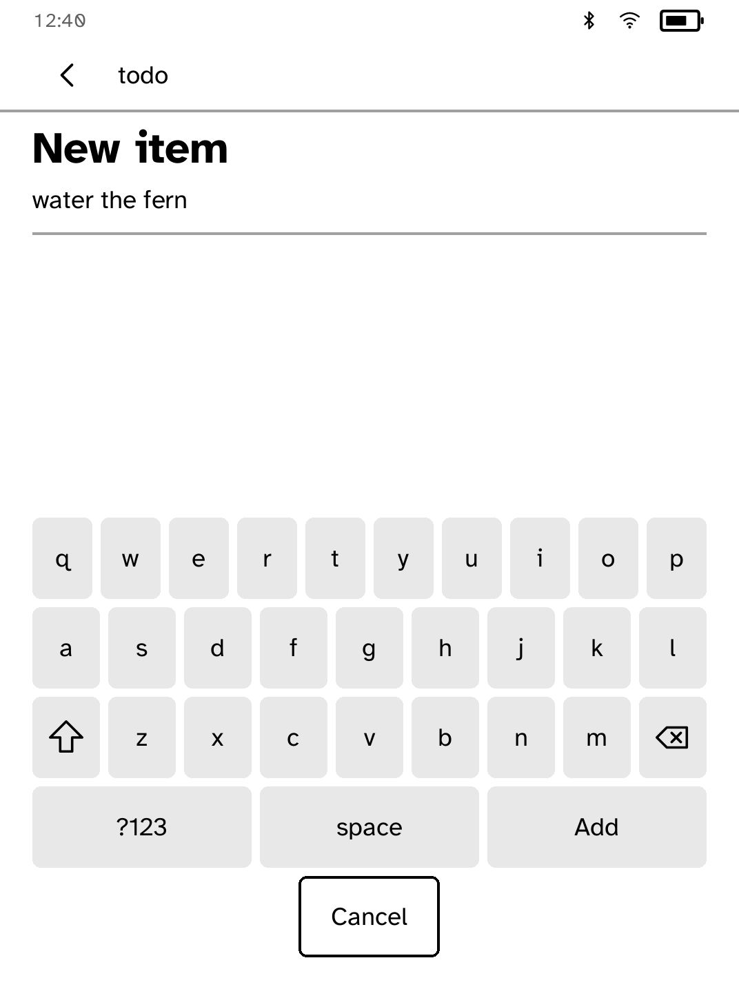 Todo: Adding an item