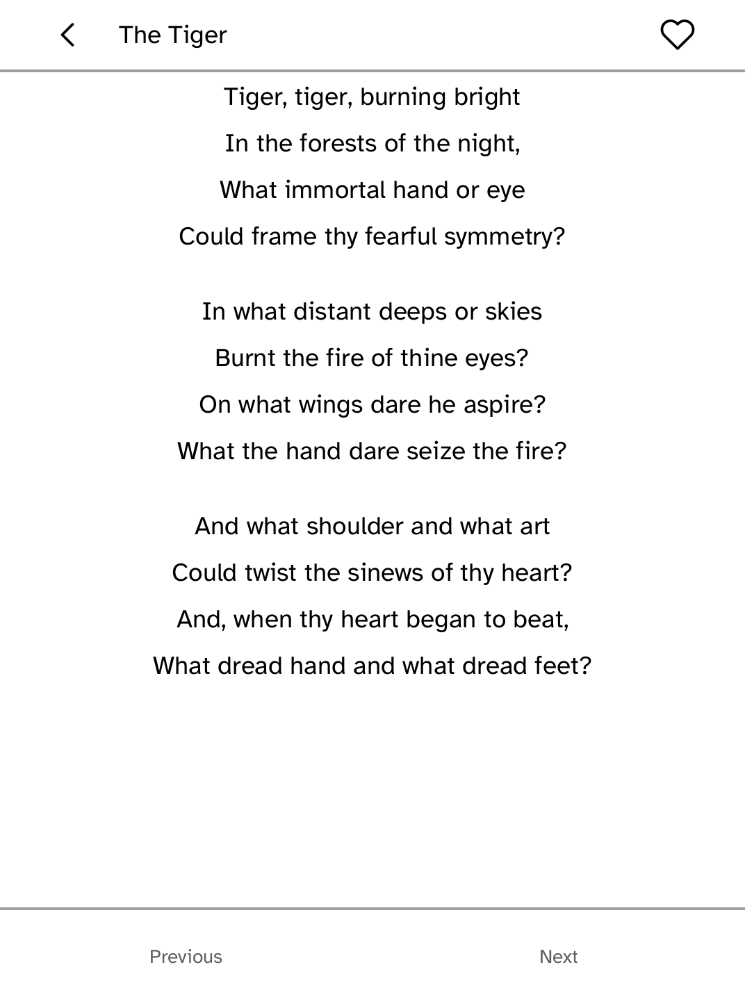 Verses displaying a public-domain daily poem in a spacious Kobo reading layout.